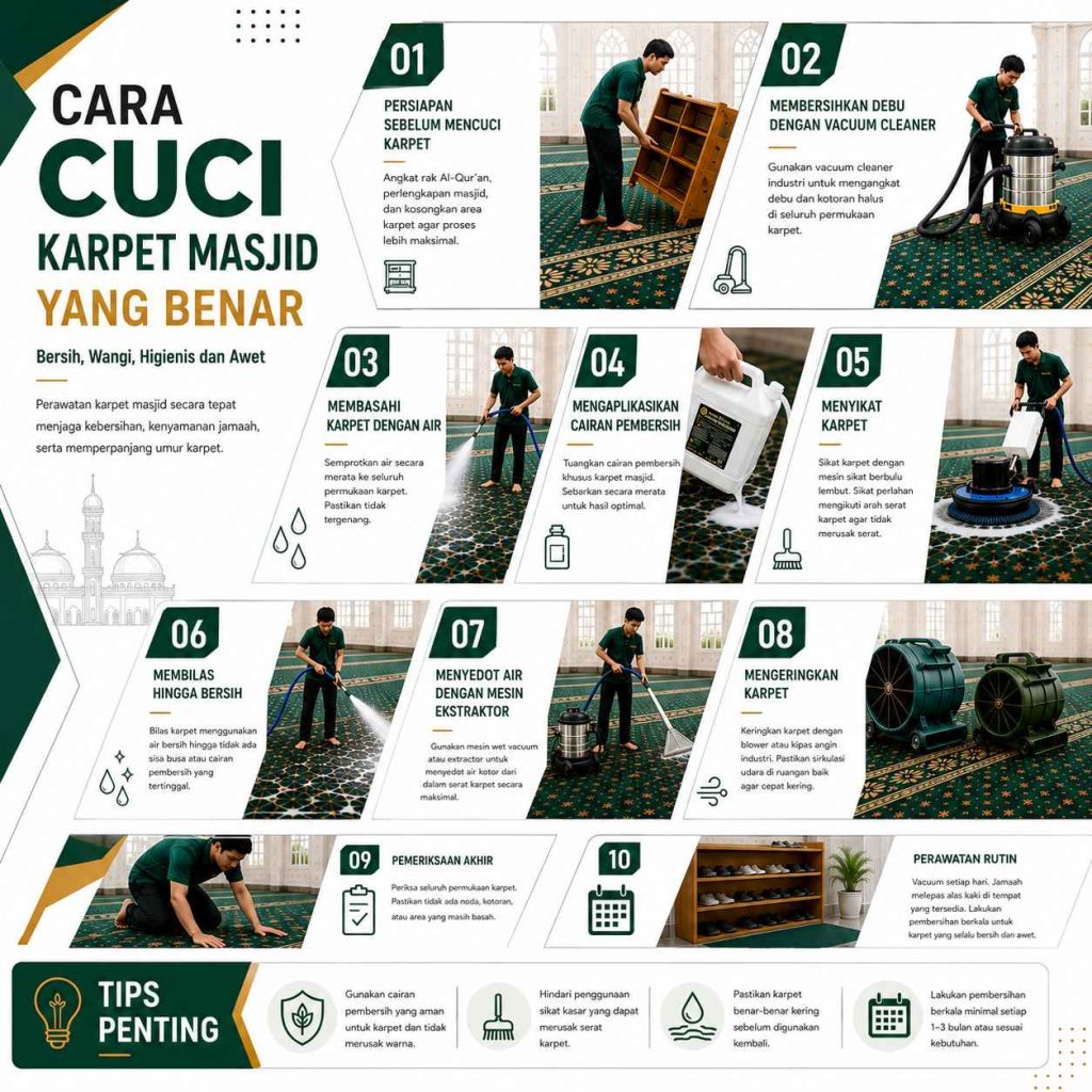 Cuci Karpet Masjid Yang Benar Untuk Menjaga Kebersihan Dan Keawetan Karpet