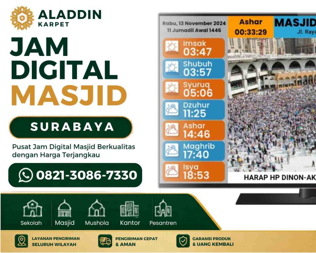 Toko Jam Digital Masjid Surabaya Running Text Modern TV LED